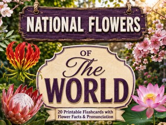 National Flowers Flashcards | 20 Printable Flower Flashcards