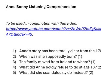 Anne Bonny Listening Comprehension
