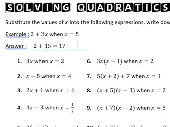 Learning to solve quadratics by factorisation