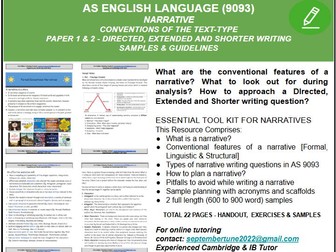 FEATURES, ANALYSIS AND WRITING OF NARRATIVES: CAIE AS ENGLISH LANG (9093)