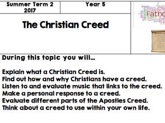 Year 5 - RE (Christian Creed) Lesson Plans and PowerPoints and Overview Sheet (Cheshire West)