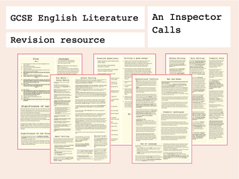 GCSE An Inspector Calls Revision Resource