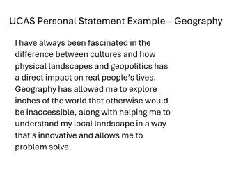 UCAS Personal Statement Example - Geography