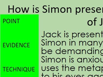 Jack and Simon antithesis lesson and question with exemplar paragraph Lord of The Flies