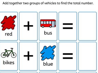 Adding Groups of Vehicles – Maths Worksheets (2 Worksheets, 8 Questions)