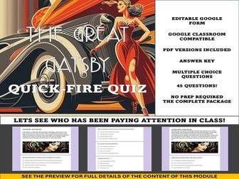Quick-Fire Quiz for The Great Gatsby - Literary Module