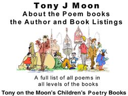 Information about Tony Moon's Poetry books and poem listings.