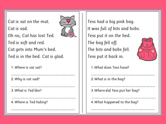 Phonics Phase 2 Reading Comprehension Booklet