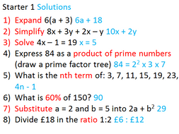 KS4 Maths Starter Questions | Teaching Resources