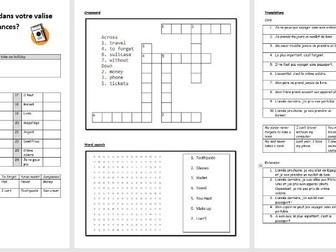 Dans ma valise worksheet