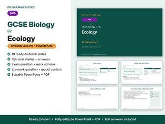 AQA GCSE Biology B7 Ecology Revision Lesson PowerPoint