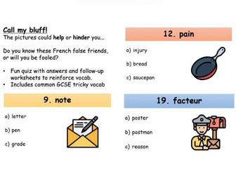 Quiz - French false friends (call my bluff)