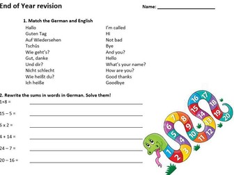 Year 7 End of Year Revision- German