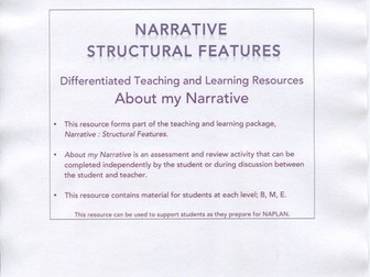 Narrative Structural Features : About my Narrative