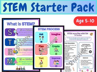 STEM Classroom Starter Pack for ages 5-10 | Editable Posters, Challenge Cards, Journal