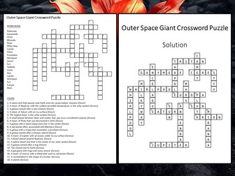 Outer Space Giant Crossword Puzzle Worksheet Activity