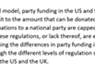 differences in party funding US vs Uk A*