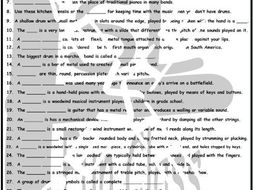 Musical Instruments 1 Page BW Worksheet