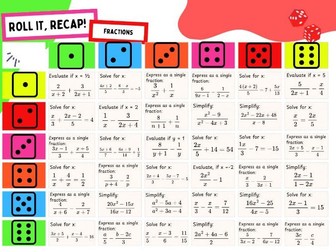 Roll it, Recap: Fractions