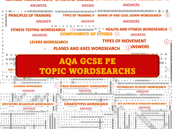 AQA GCSE PE - PAPER 1 & 2 WORDSEARCHS