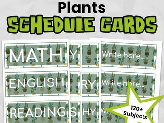 Plant Themed Editable Classroom Timetable Cards with Clocks | Botanical Primary Visual Timetable