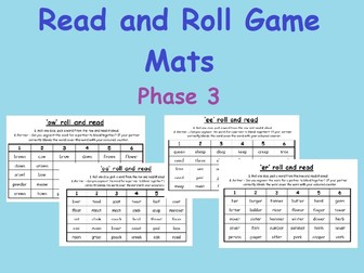 Phase 3 - ai, ee, oi, oa, igh, oo, oo, or, ar, or, ur, ow, ear, air, ure, er - Read and Roll games
