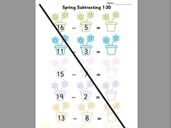 Spring Subtraction (2 on 1-10, 2 on 1-20)