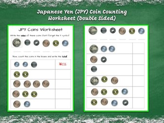 Japanese Yen (JPY) Counting Worksheet