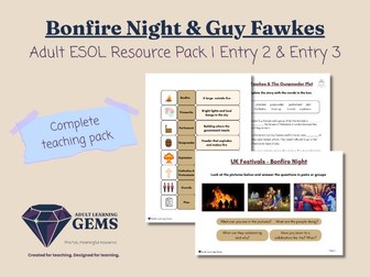 Bonfire Night Guy Fawkes ESOL Resource Pack | Entry 2 & 3 | Adult ESOL Teaching Materials
