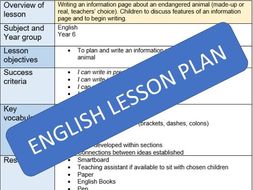 Information Page lesson plan (Upper KS2)