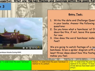 'Kamikaze' Differentiated Poetry Lesson