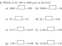 multiplying and dividing whole numbers and decimals by 10 100 and 1000
