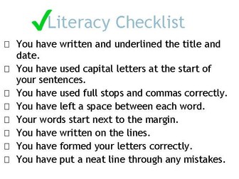 Literacy checklist stickers