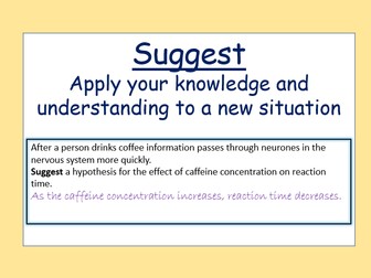 GCSE Science command word definitions and worked examples - classroom display or handouts