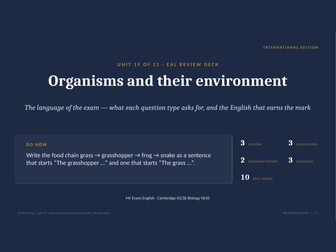 IGCSE Biology 0610 U19 Organisms & Their Environment — EAL