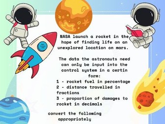 NASA - Rocket Launch - Fractions, Decimals and Percentages