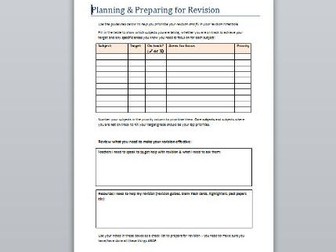 Revision timetable and prep sheet
