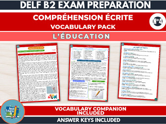 DELF B2 French Reading Vocabulary– Education