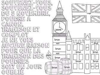French Colouring Sheets x 5 Bonfire Night
