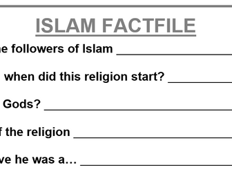 R.E GCSE Islam fact file / revision aid