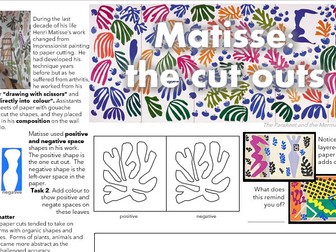 Art Design - Cover Worksheet - Matisse cut outs