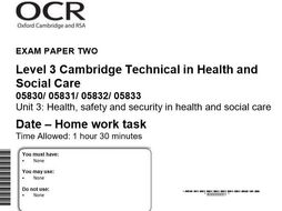mock cambridge schemes exams technical unit mark level social care health
