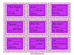 Present Simple or Continuous For Future Use Cards 4 Pages = 36 Cards