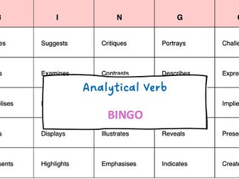 Analytical Verb Bingo