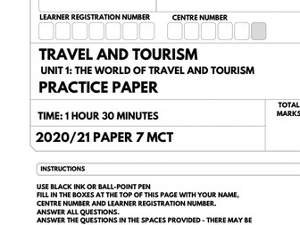 Unit 1 Travel and Tourism Paper Pack