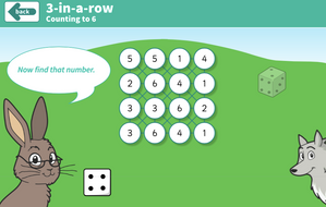 Counting Forwards and Backwards - 3-in-a-row Dice Interactive Game - EYFS Number