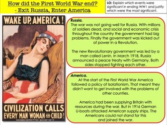 How did the First World War end?  - Exit Russia, Enter America