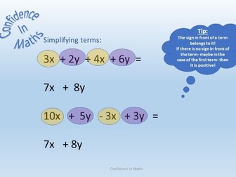 Algebra - Collecting like terms