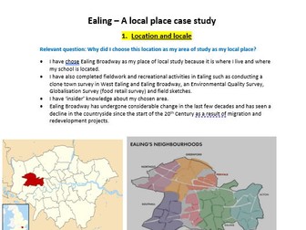 Ealing - a local place case study - AQA A-Level Geography - Changing Places topic