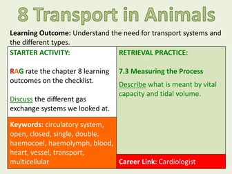 OCR Biology A- Chapter 8 Transport in Animals